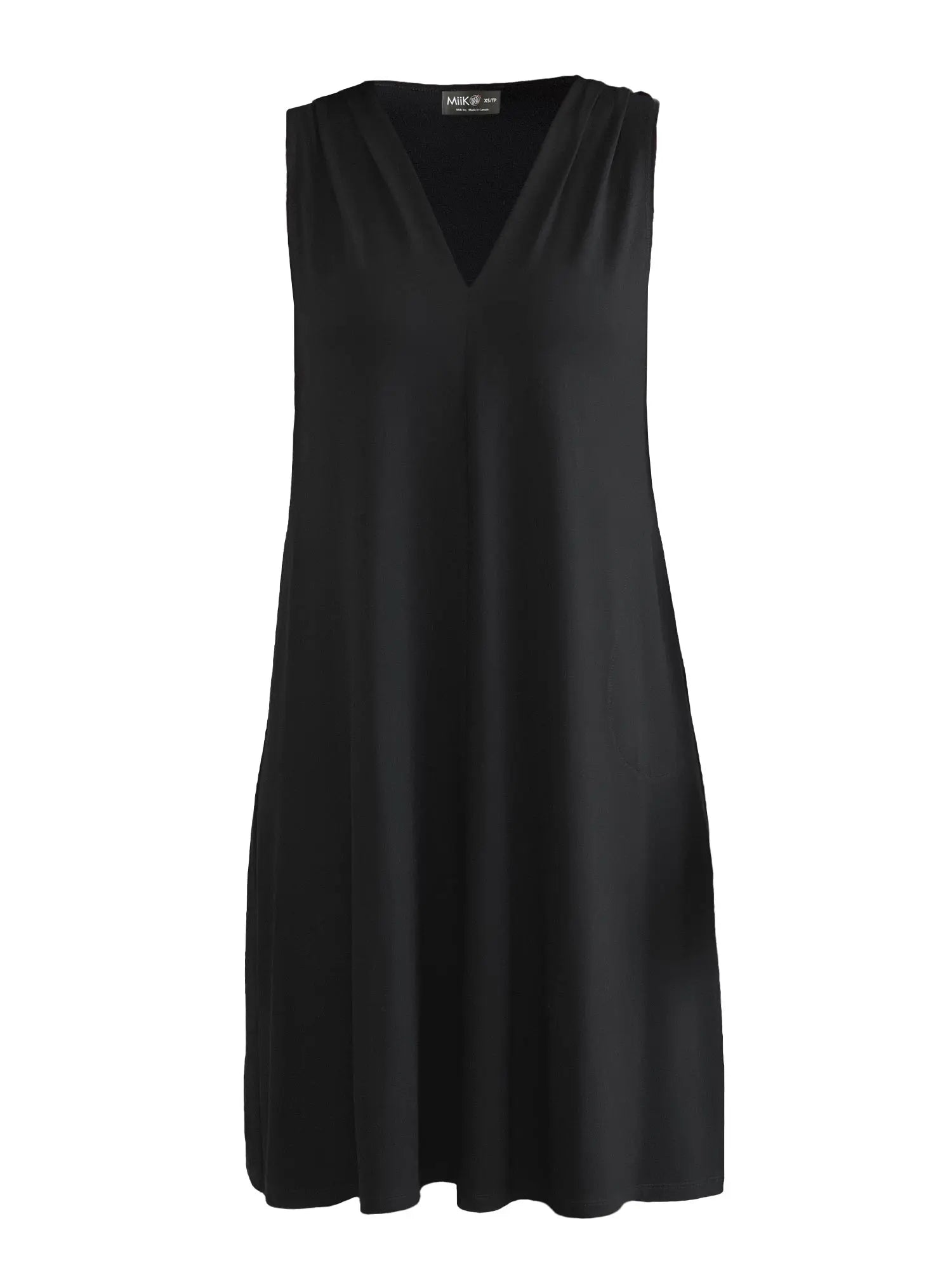 Bevlyn sleeveless v neck pocket dress in Black 