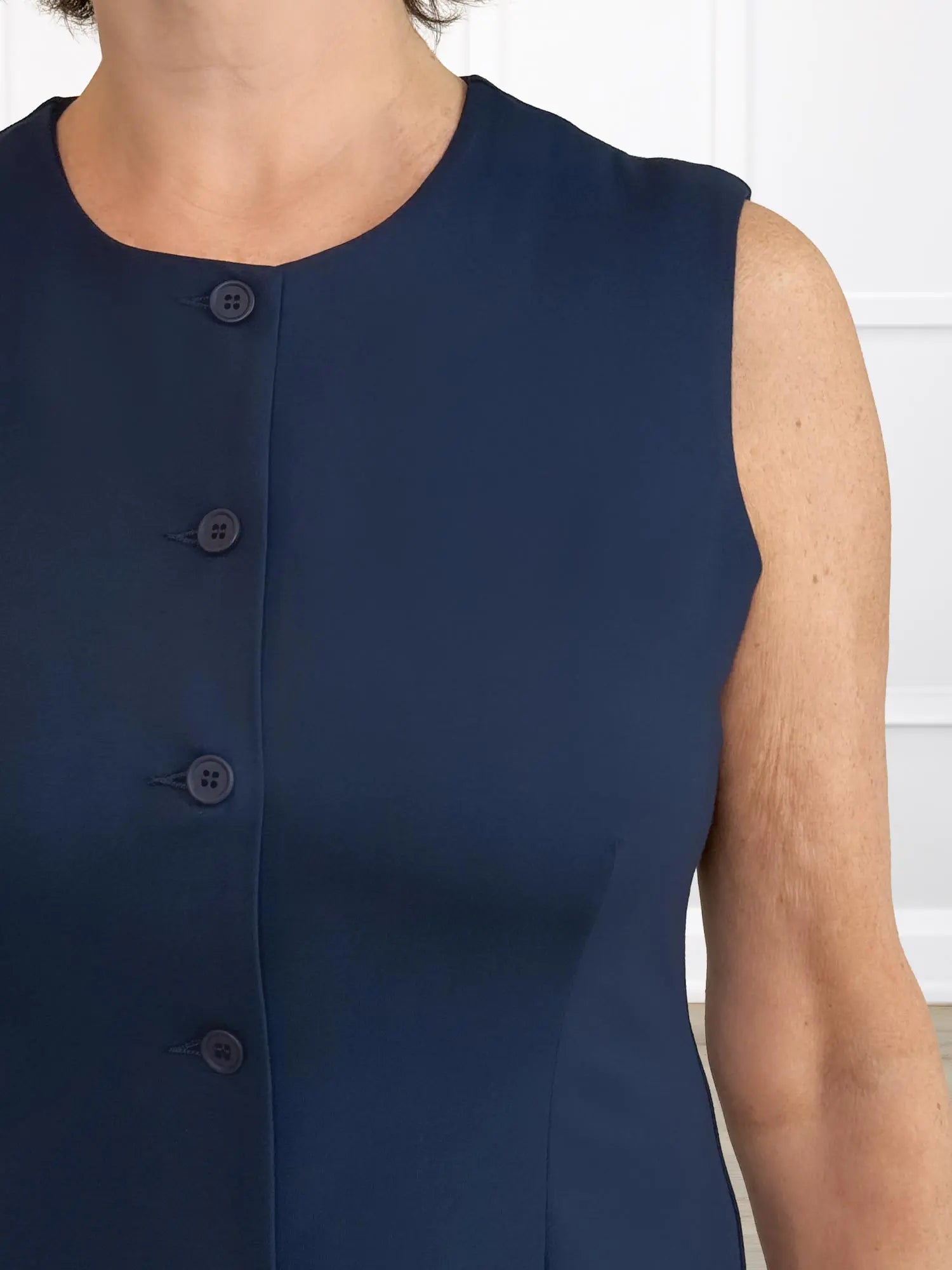 Bibi high neck tailored vest for women in Navy 