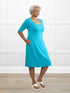 Charlotte half sleeve pocket dress for women 00 in Sea glass on model Keethai, size M @Keethai-M 