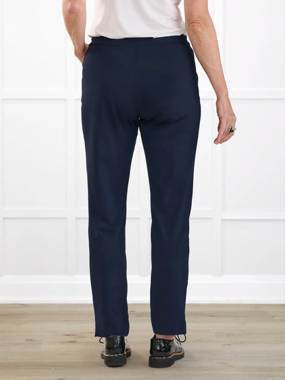 Christal pull on pintuck ankle pant for women in Navy 