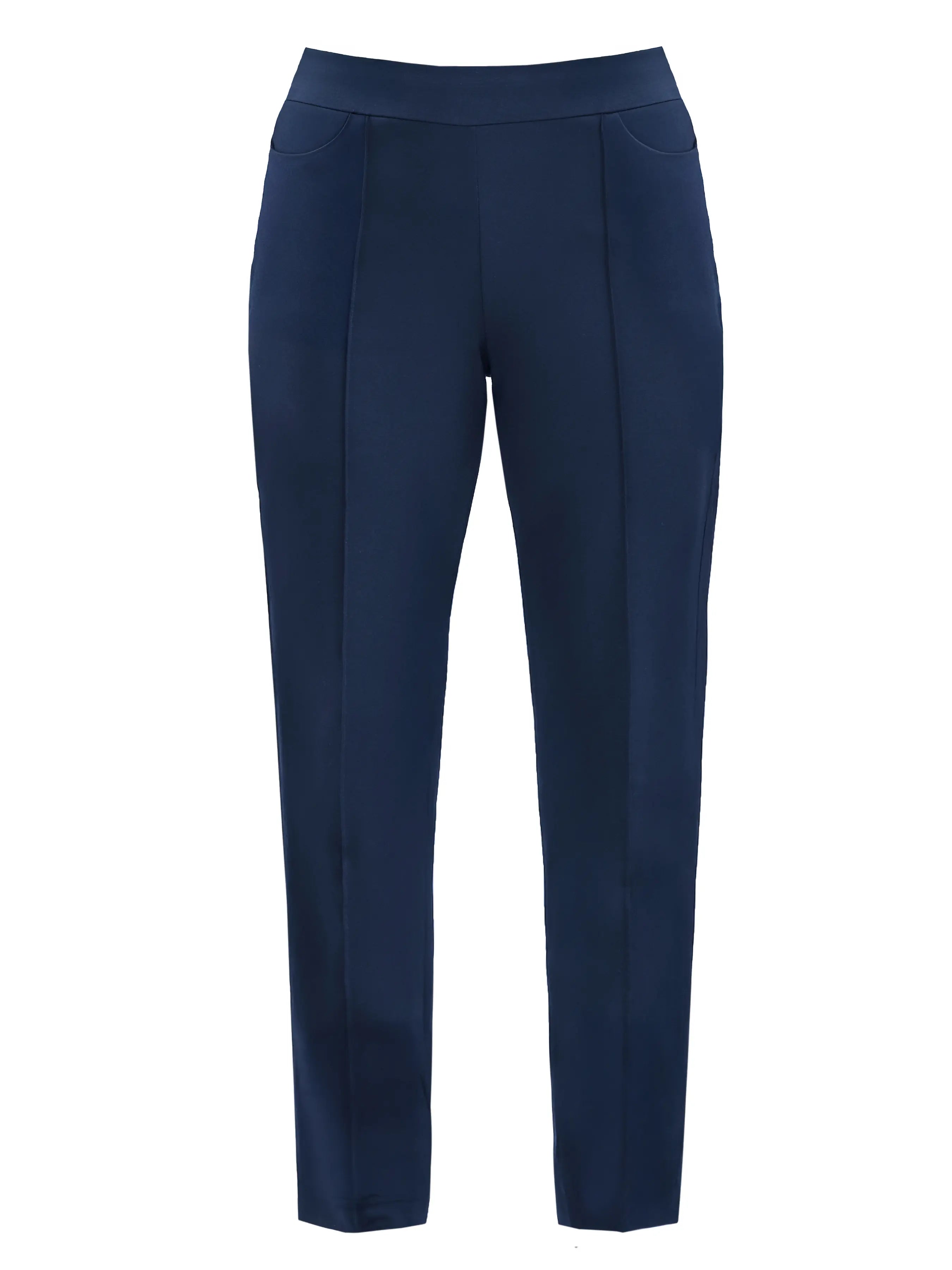 Christal pull on pintuck ankle pant for women in Navy 