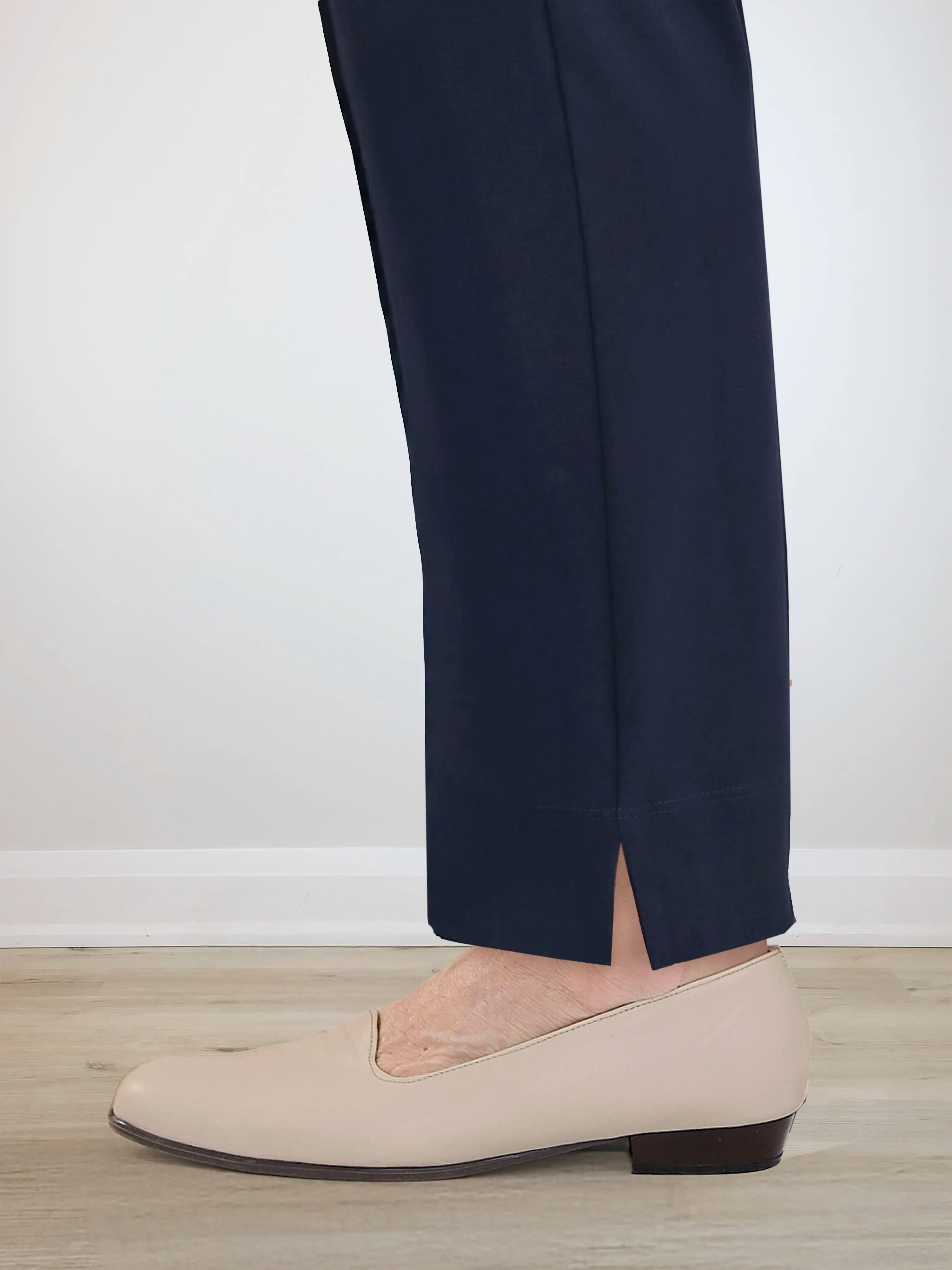 Christal pull on pintuck ankle pant for women in Navy 