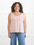 Codi reversible neckline flowy tank for women in Ballet pink on model Kerri, size M Petite @Kerri-M-petite 