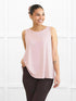 Codi reversible neckline flowy tank for women in Ballet pink on model Meron, size XS Regular @Meron-XS-regular 
