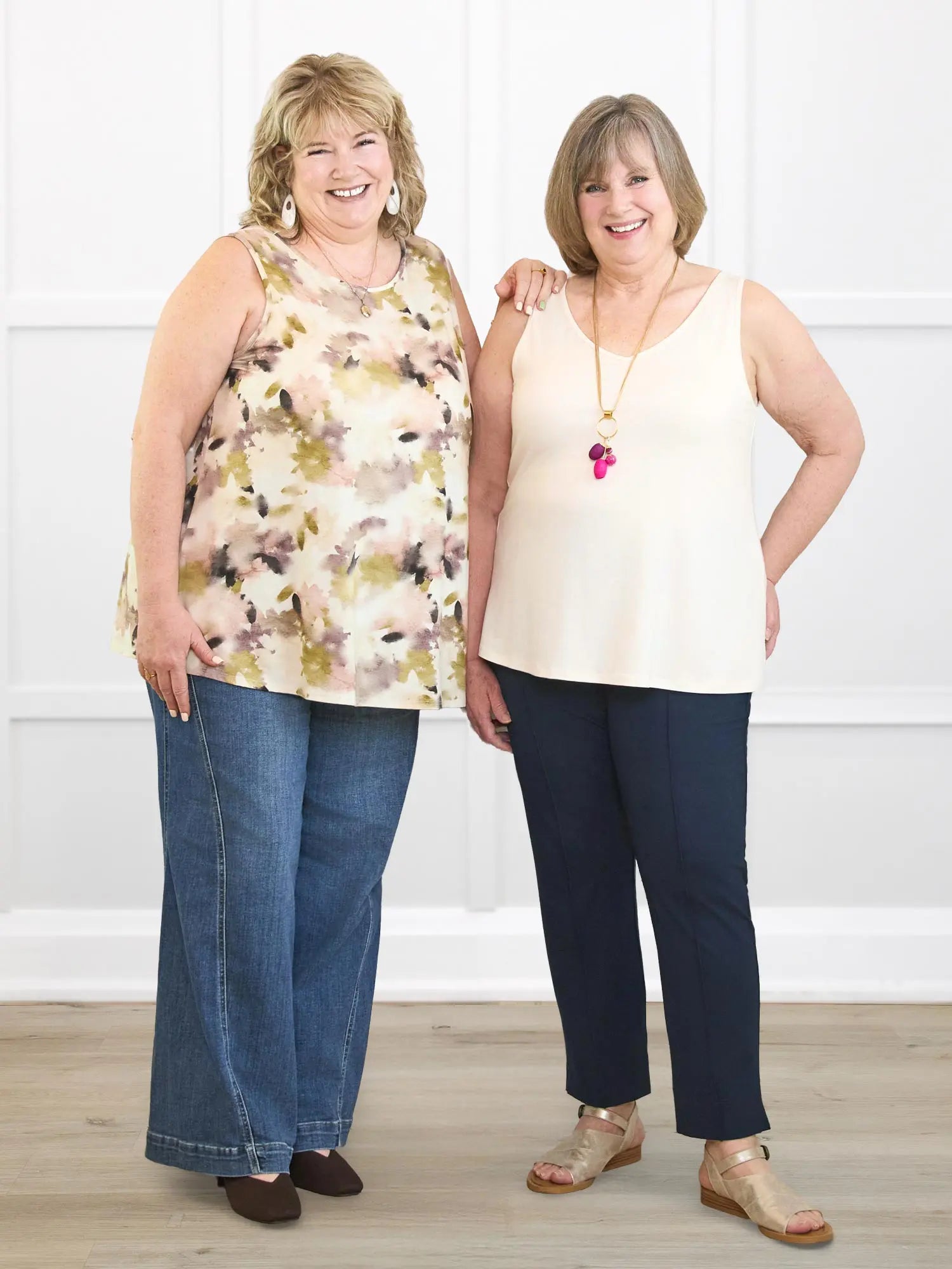 Codi reversible neckline flowy tank for women in Natural 