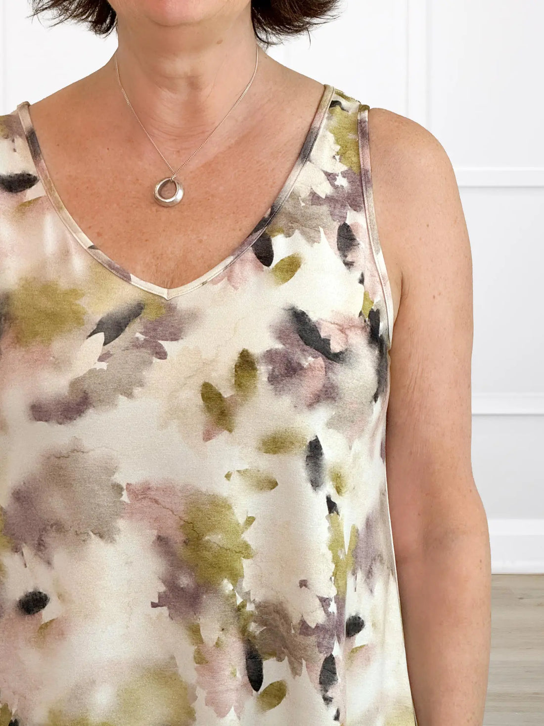 Codi reversible neckline flowy tank for women in Rosewater 