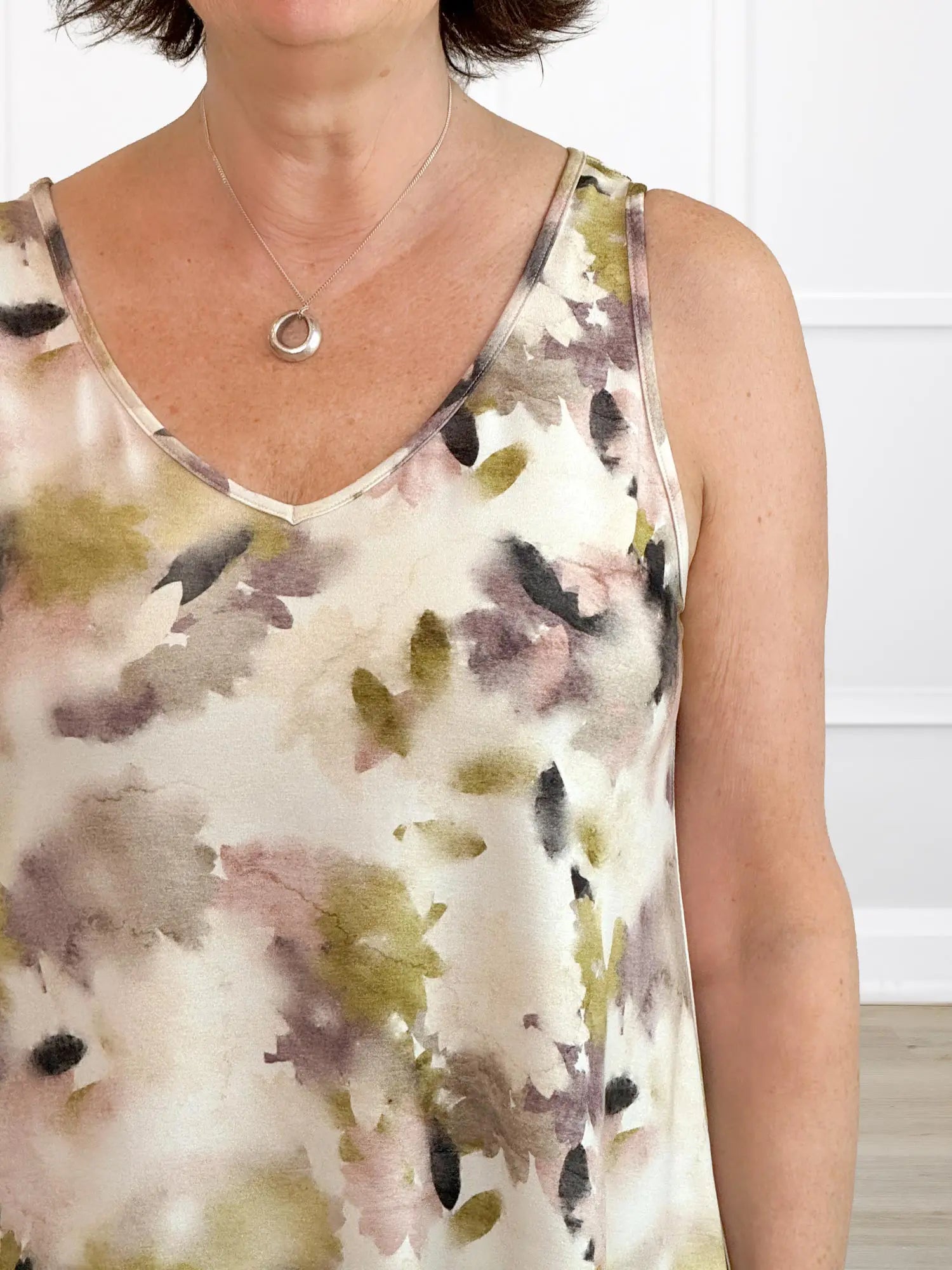 Codi reversible neckline flowy tank for women in Rosewater 