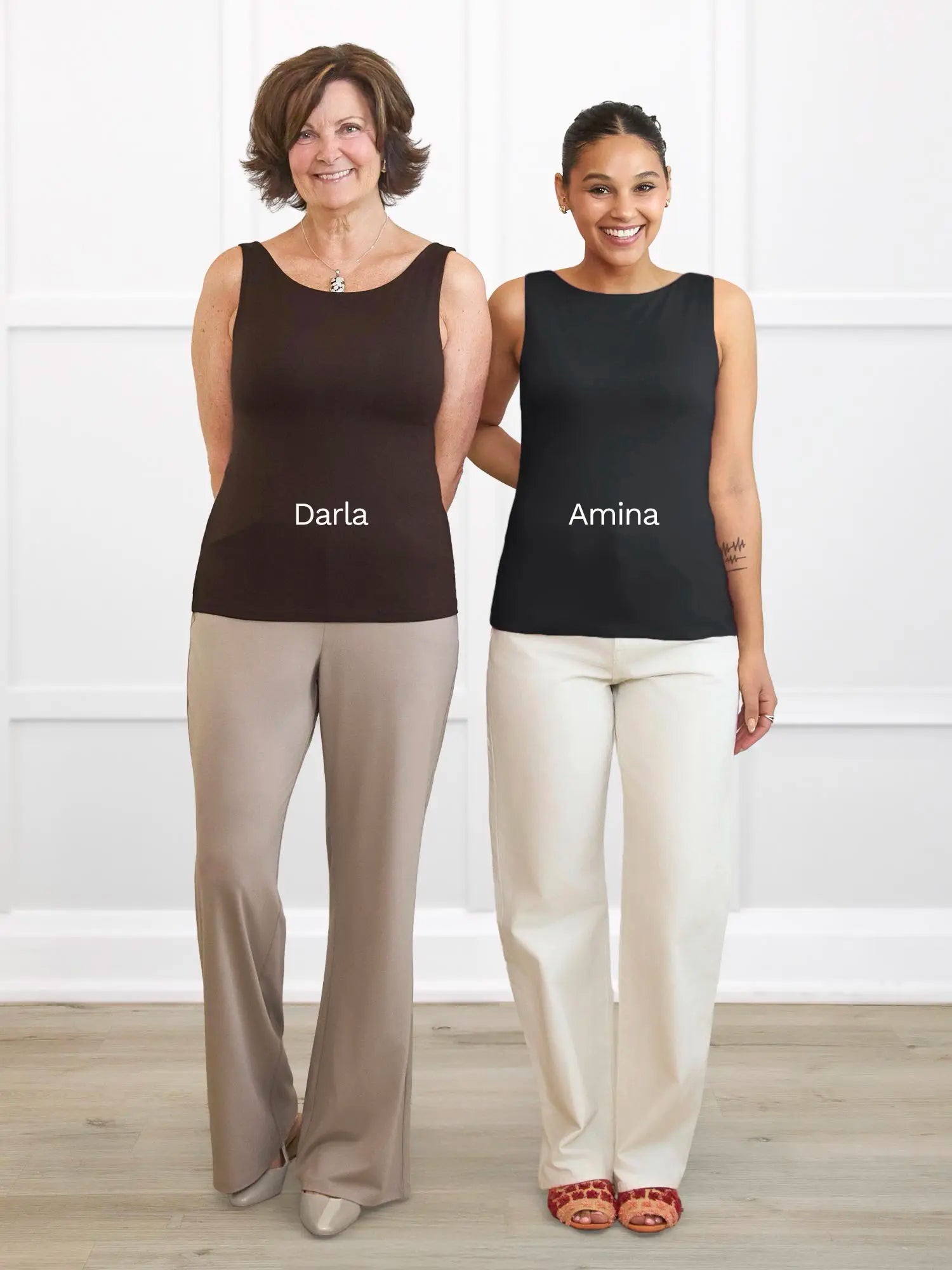Darla boatneck tank top for women in Dark chocolate 