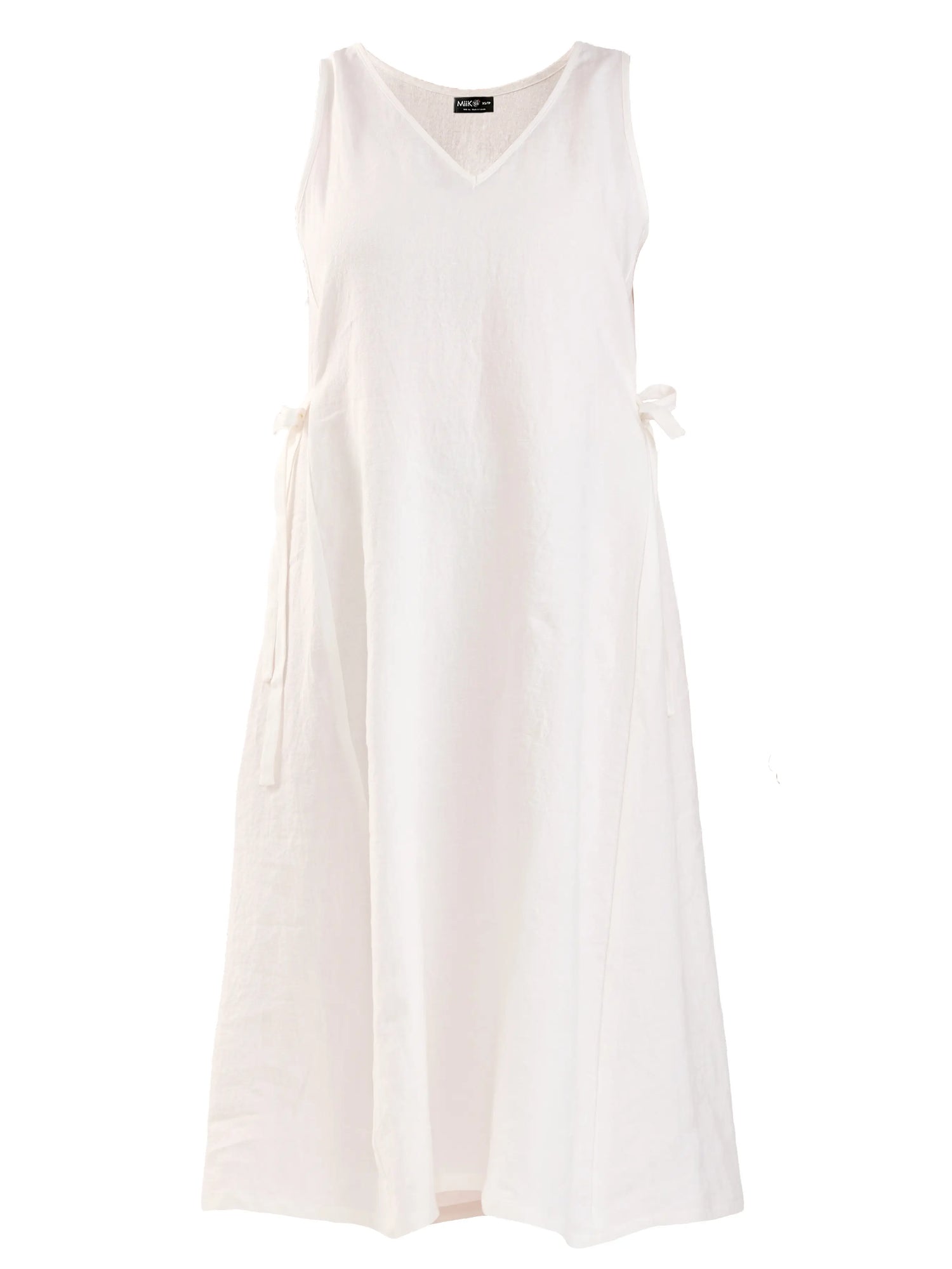 Delfina reversible neckline linen dress for women in Ivory linen 