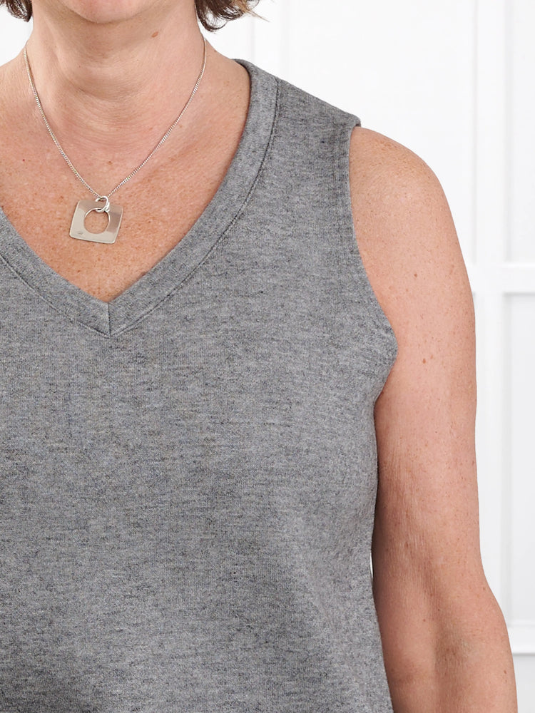 Dory v neck sweater vest for women in Heather grey 