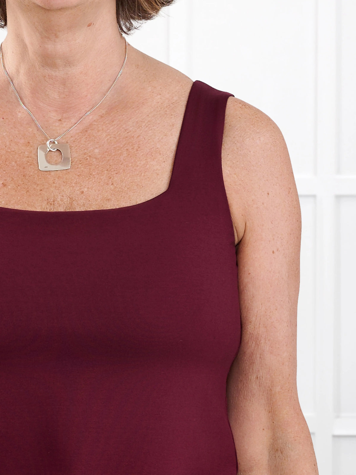 Eline reversible neckline shelf bra tank for women in Merlot 