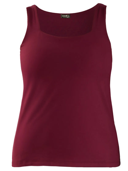 Eline reversible neckline shelf bra tank for women in Merlot 