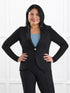 Emily soft stretchy blazer for women in Black gold on model Jenn, size M Regular @Jenn-M-regular 