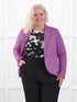 Emily soft stretchy blazer for women in Lupin melange on model Colleen, size XXL Petite @Colleen-XXL-petite 