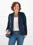 Emily soft blazer blazer for women in navy on model Donna, size S regular @Donna-S-regular 