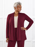 Georgina shawl collar pocket cardigan for women in Merlot on model Keethai, size M @Keethai-M 