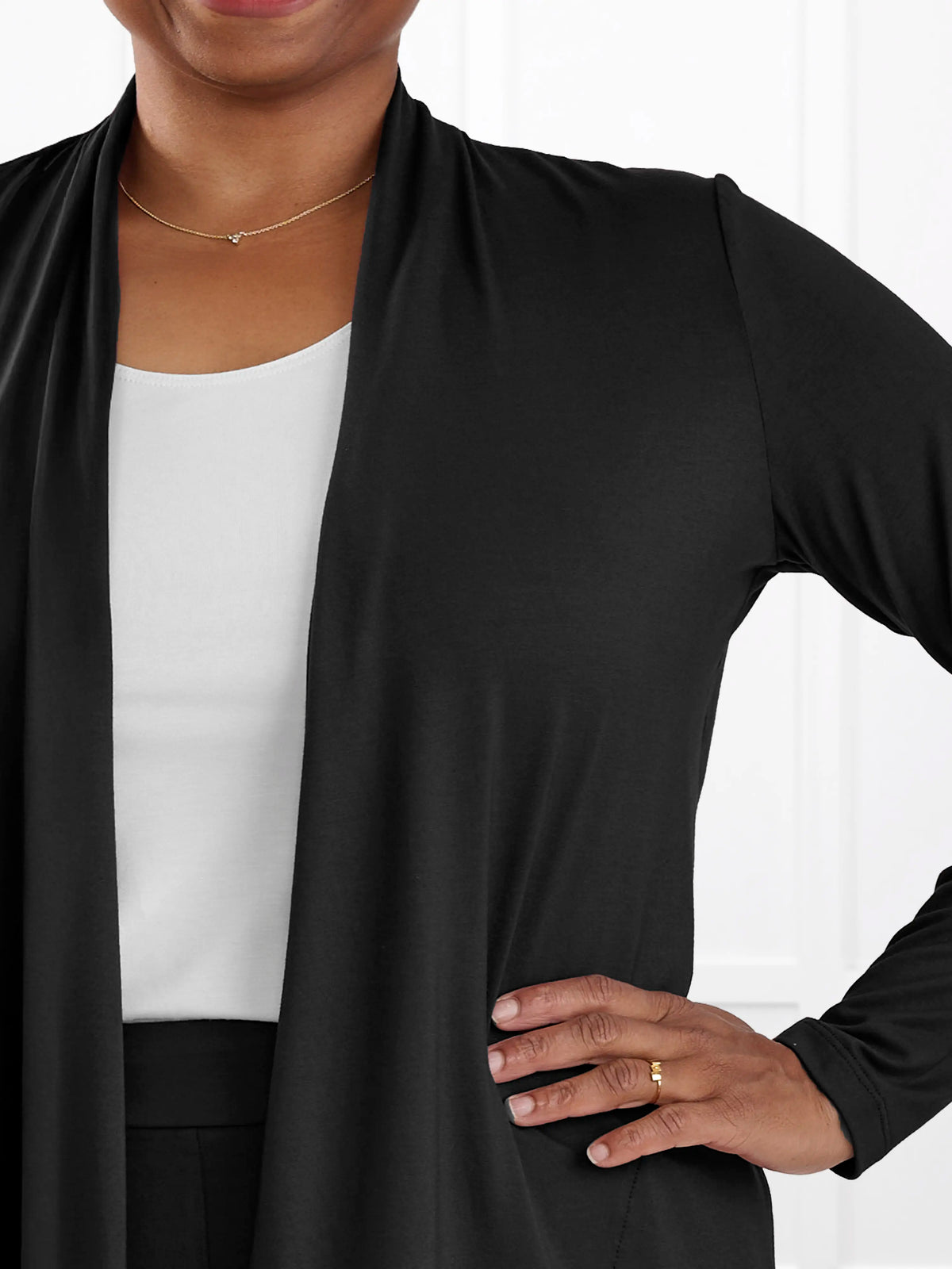 Georgina shawl collar pocket cardigan for women in Black 