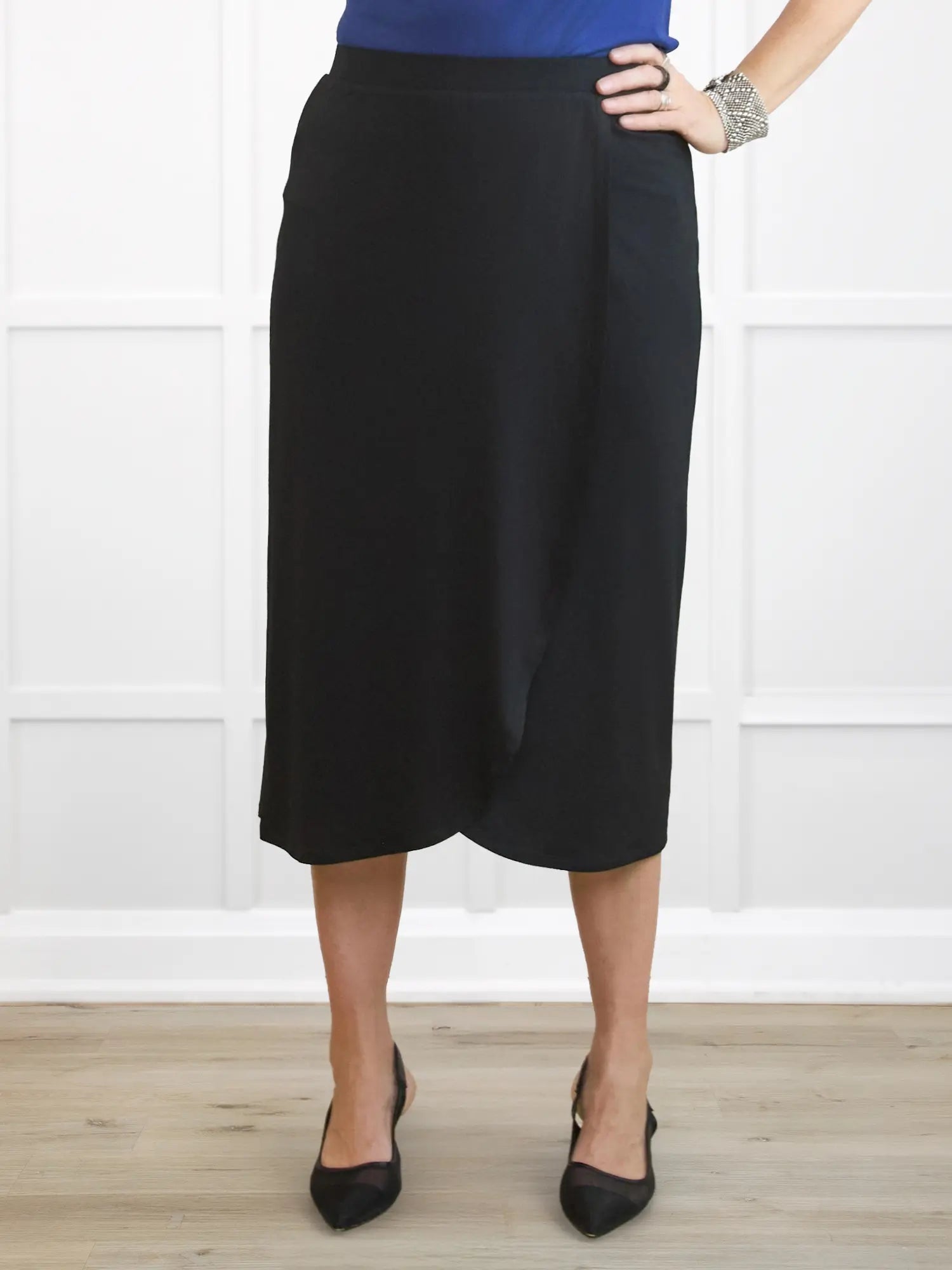 Ginny faux wrap midi skirt for women in Black 