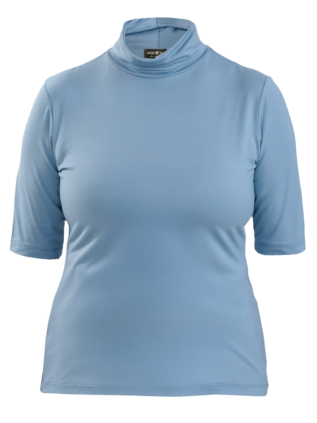 Halima half sleeve turtleneck top for women in Steel blue 