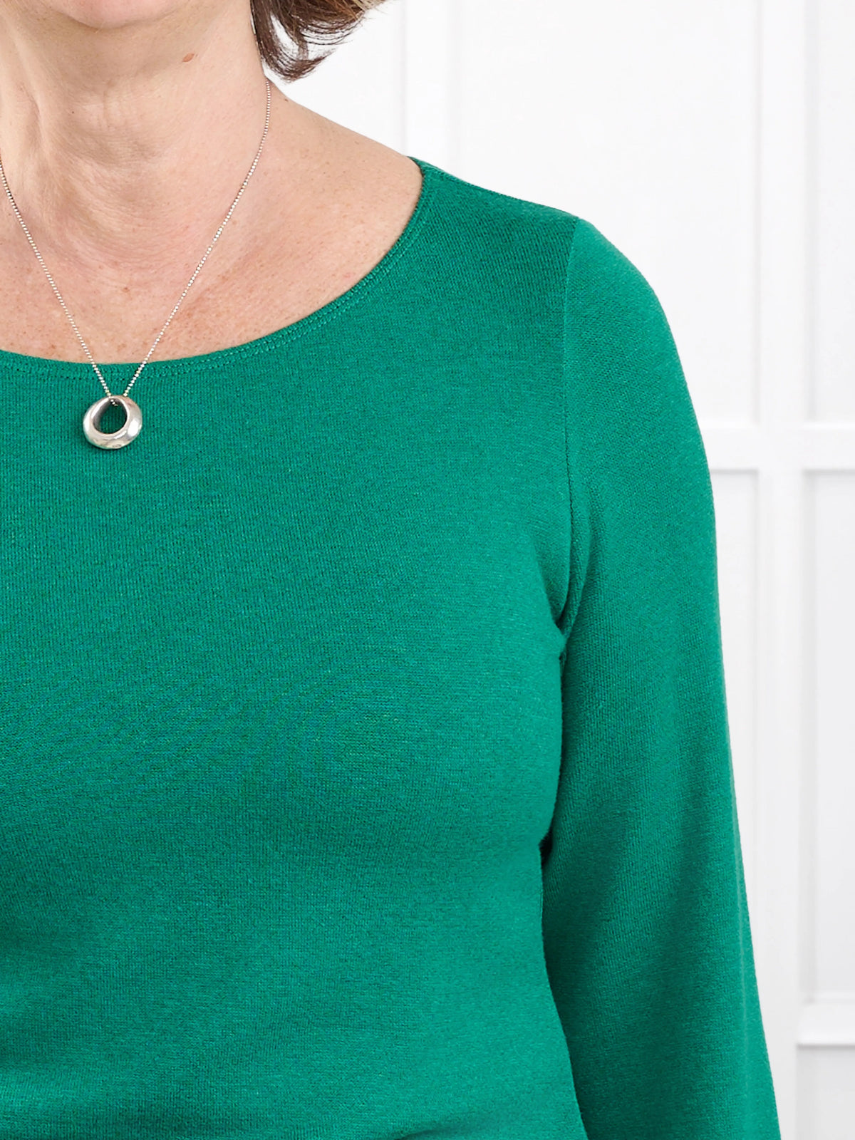 Irma lightweight sweater knit boatneck top for women in Kelly green 