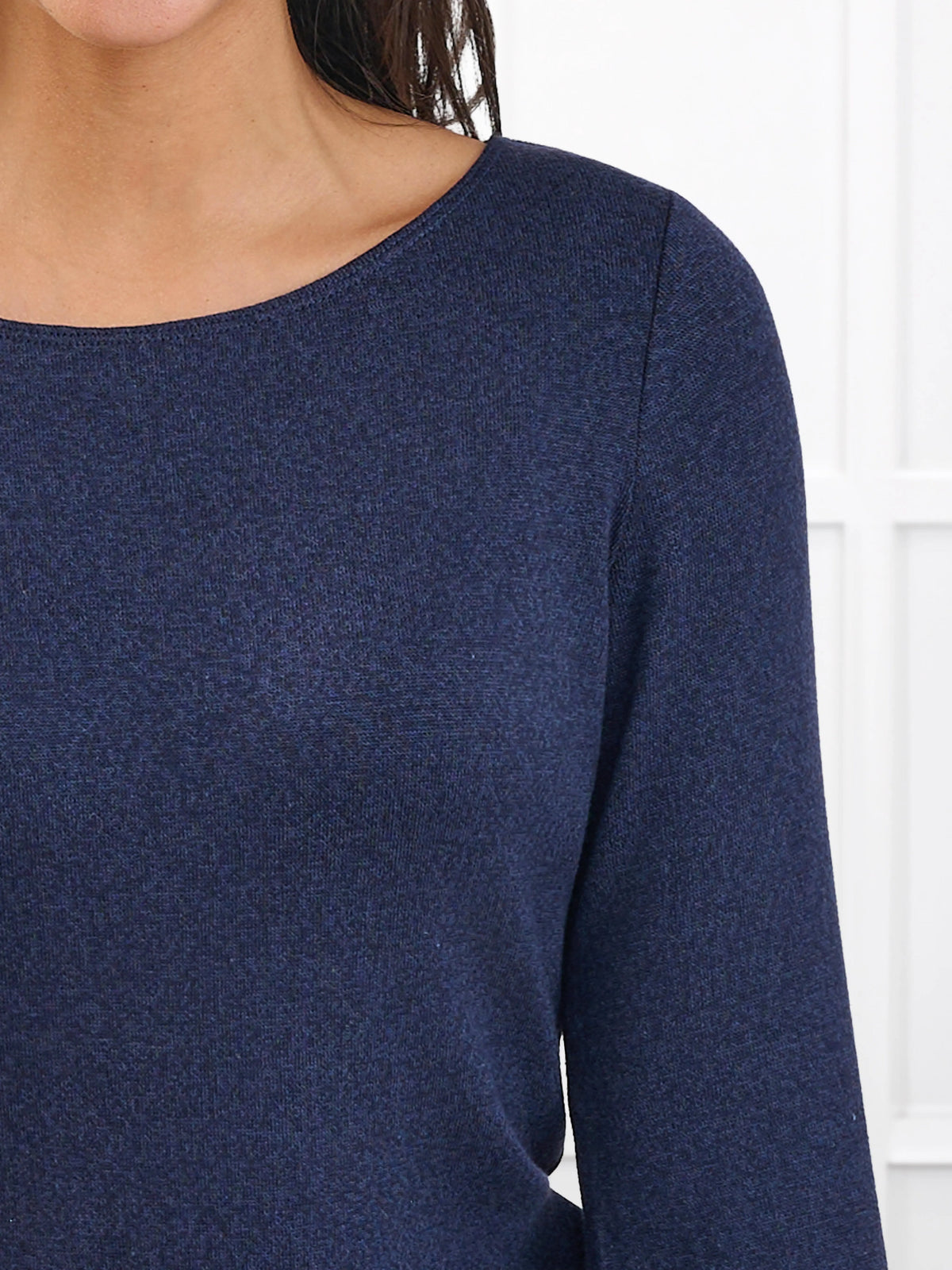 Irma lightweight sweater knit boatneck top for women in Midnight blue 