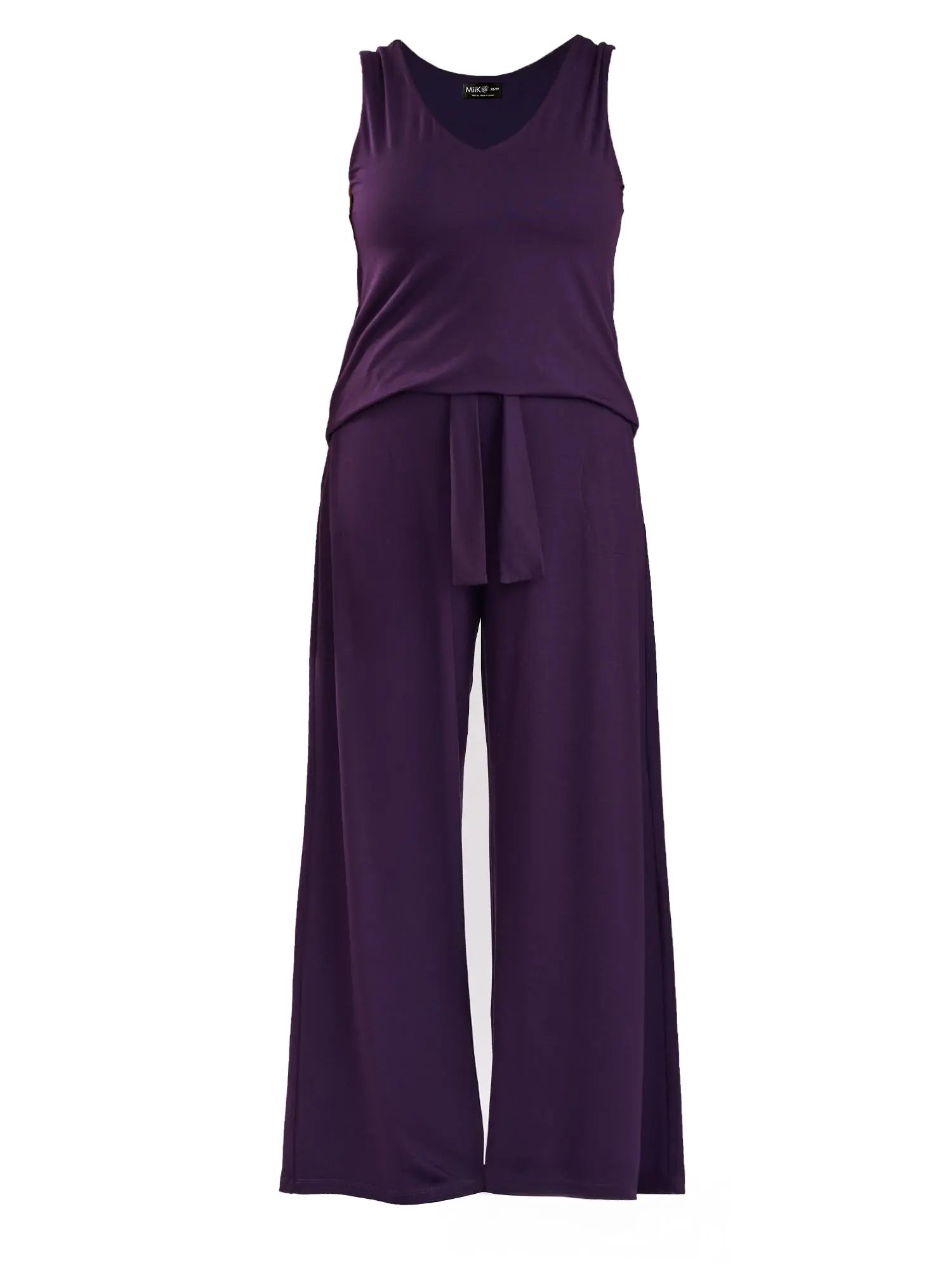 Janelle open back wide leg jumpsuit for women in Aubergine 