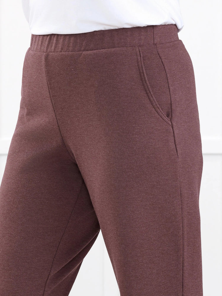 Jaylinn mid rise fleece jogger for women in Brown melange 
