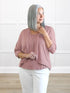 Jovi sweater knit bolero cardigan 00 in Rose mauve on model Kerri, size S @Kerri-S 