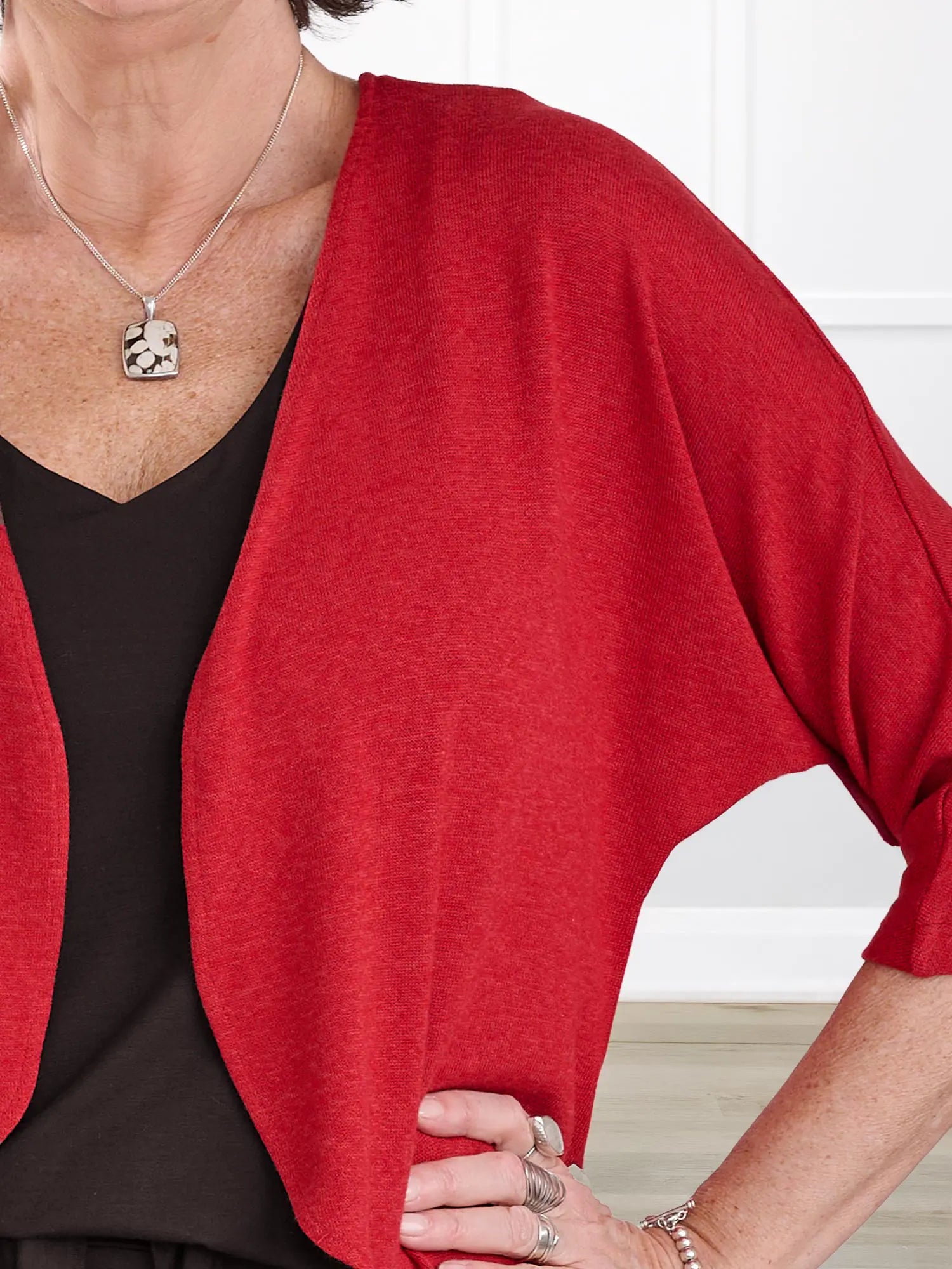 Jovi sweater knit bolero cardigan for women in Chili 