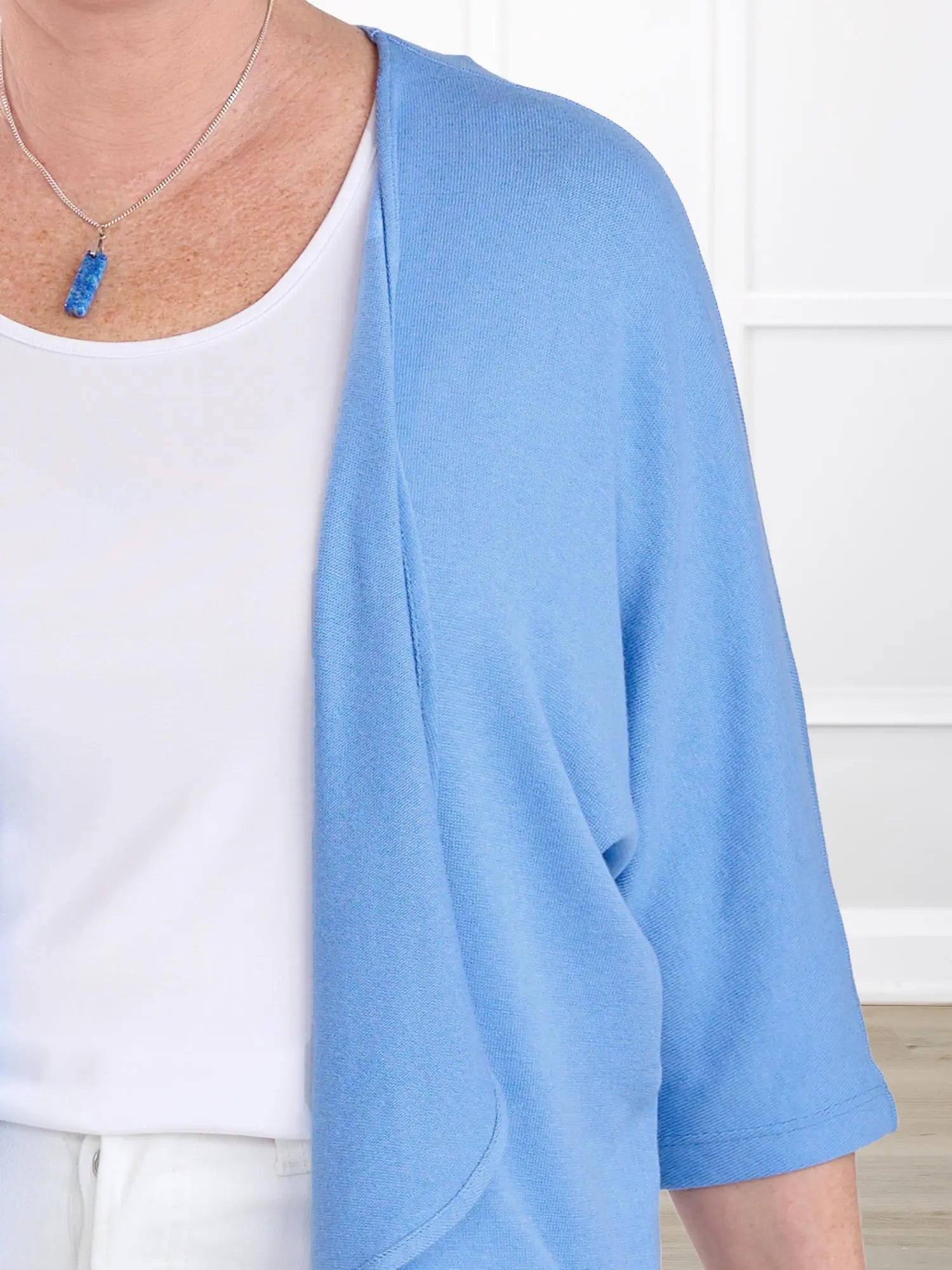 Jovi sweater knit bolero cardigan for women in Cornflower 