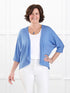 Jovi sweater knit bolero cardigan for women in Cornflower on model Donna, size S @Donna-S 