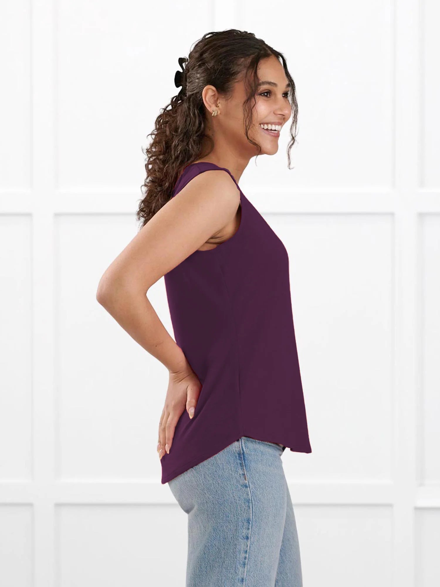Jules v neck sleeveless top for women in Port 
