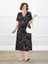 Juliana flutter sleeve midi dress for women in Contour floral on model Donna, size S Regular @Donna-S-regular 