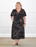 Juliana flutter sleeve midi dress for women in Contour floral on model Kelly, size 3X @Kelly-3x 
