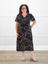 Juliana flutter sleeve midi dress for women in Contour floral on model Kerri, size M Petite @Kerri-M-petite 