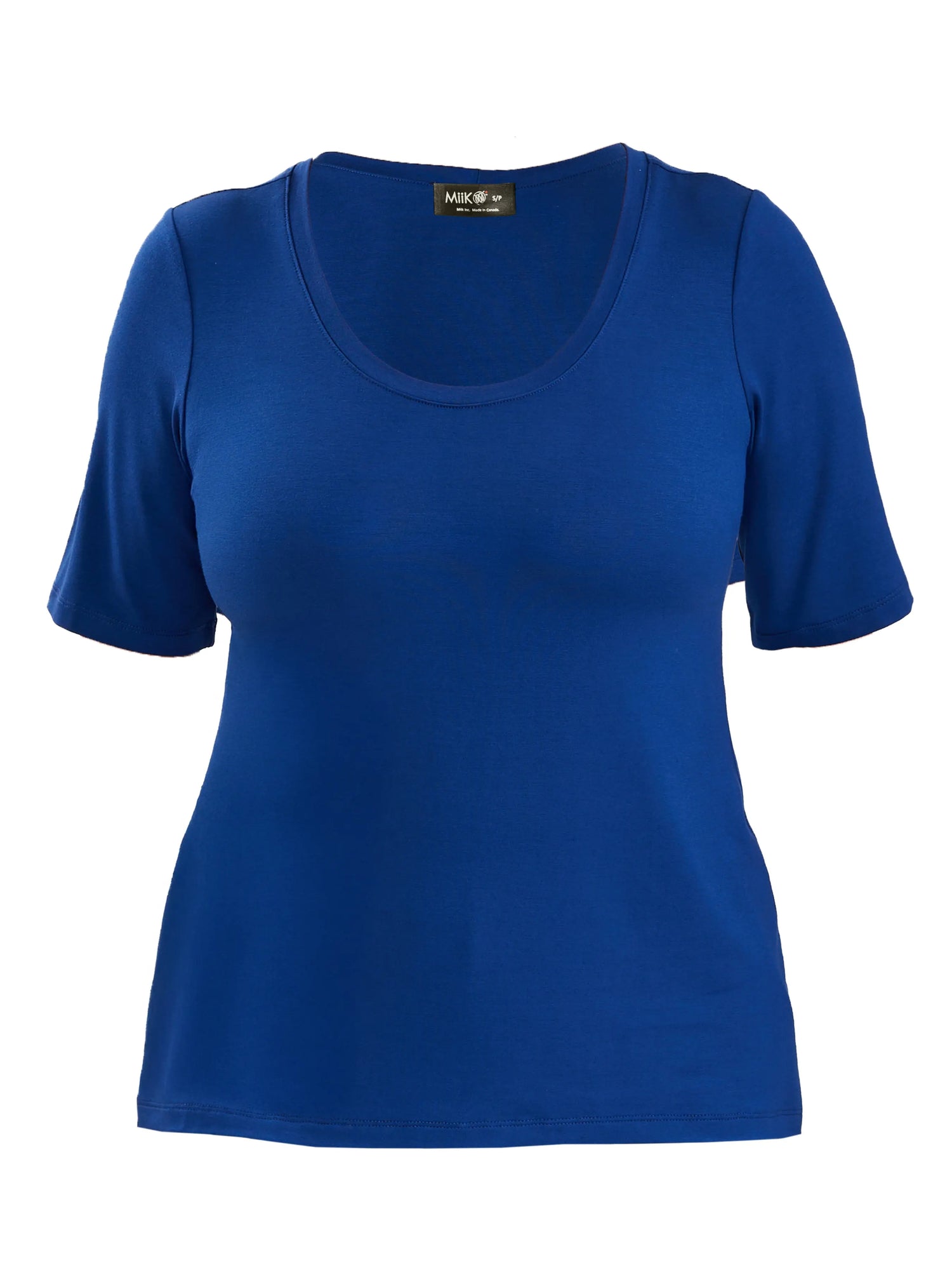 Julita scoop neck half sleeve tee for women in Ink blue 