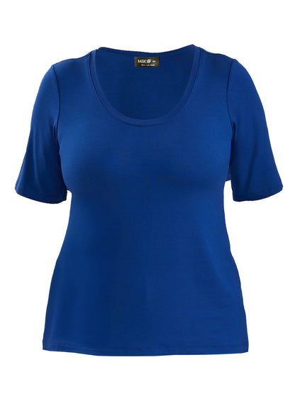 Julita scoop neck half sleeve tee for women in Ink blue 