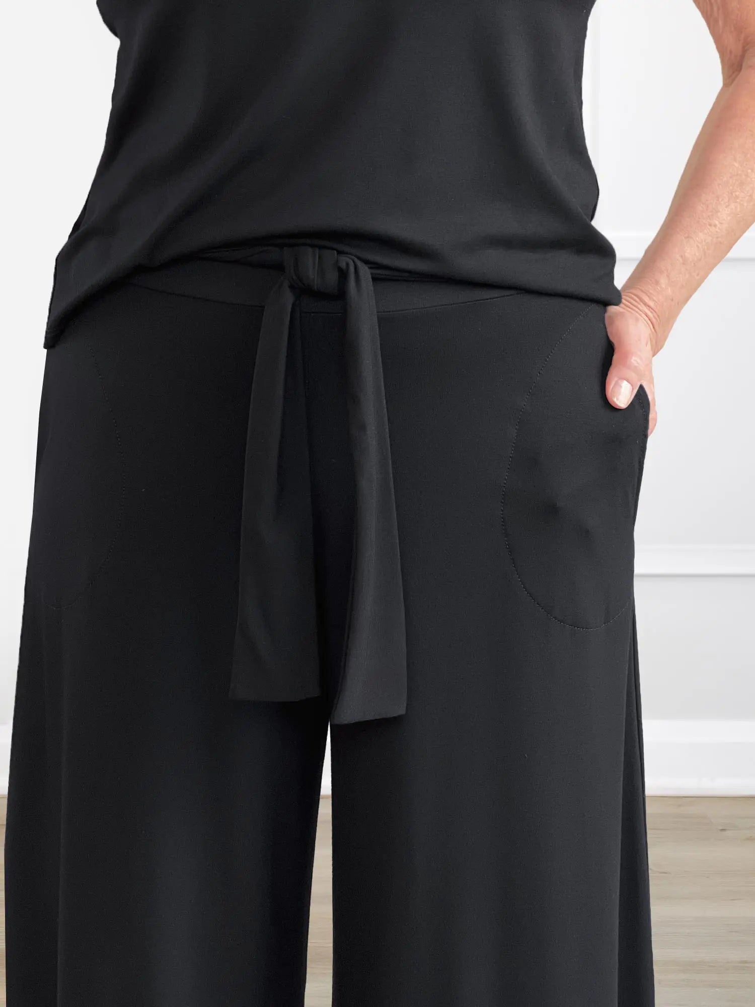 Kavita open back capri jumpsuit for women in Black 