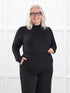 Kerry turtleneck top for women in Black on model Colleen, size XXL @Colleen-XXL 