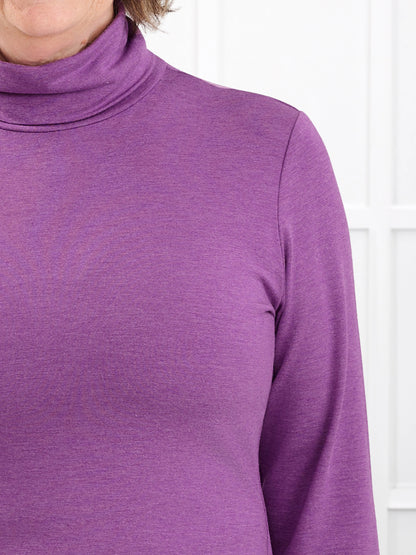 Kerry turtleneck top for women in Lupin melange 