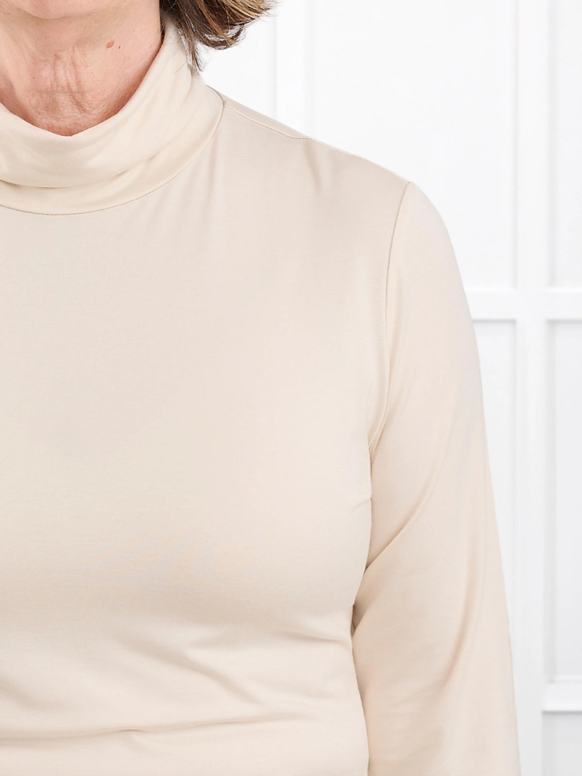 Kerry turtleneck top for women in Shortbread 