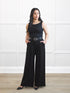 Kiya high waisted wide leg pleated pant for women in Black on model Yasmine, size XS Petite @Yasmine-XS-petite 