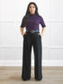Lara high waisted wide leg pleated pant for women in Black on model Yasmine, size XS Petite @Yasmine-XS-petite 
