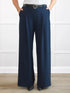 Lara high waisted wide leg pleated pant for women in Navy 