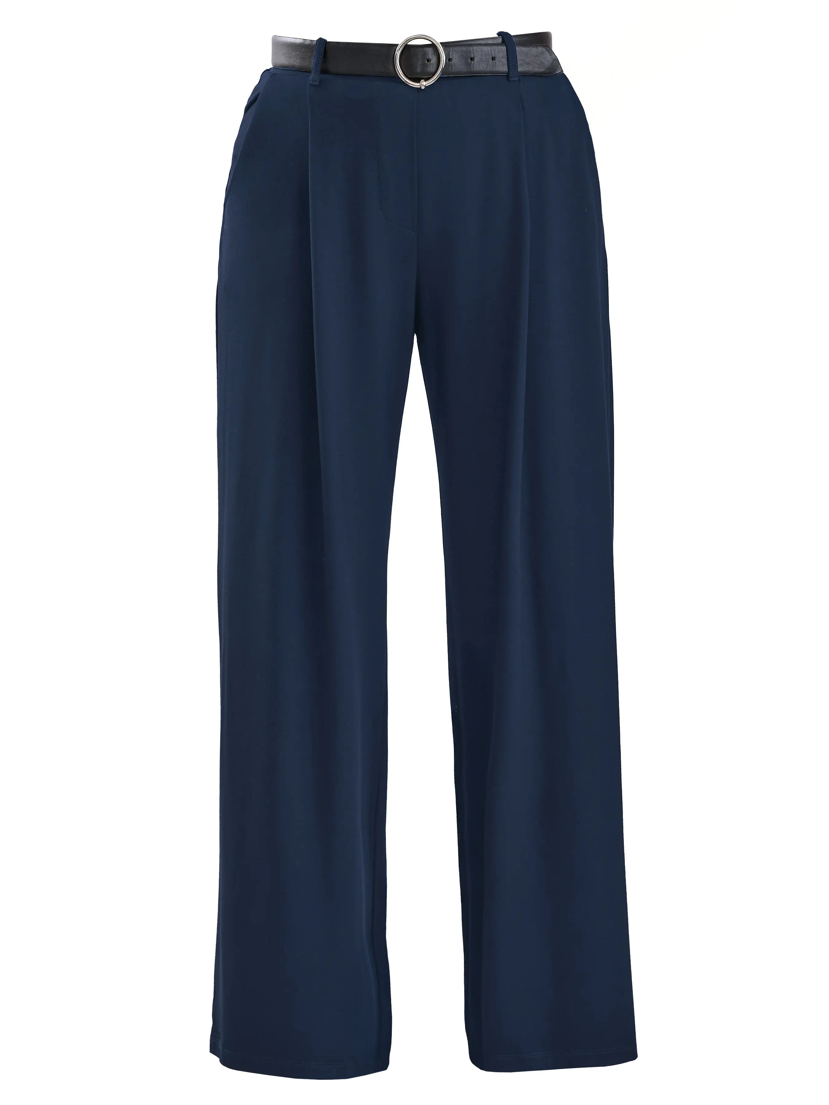 Lara high waisted wide leg pleated pant for women in Navy 