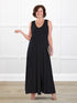 Laurice sleeveless v neck maxi dress for women in Black on model Donna, size S @Donna-S 