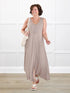 Laurice sleeveless v neck maxi dress for women in Portobello on model Donna, size S @Donna-S 