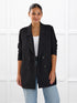 Lesley relaxed tailored ponte jacket for women in Black on model Meron, size S @Meron-S 