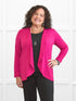 Lilah waterfall cardigan with pockets for women in Dragon fruit on model Kerri, size M Petite @Kerri-M-petite 