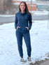Linaya luxe fleece jogger for women in Navy melange 